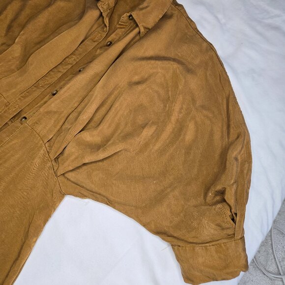 Zara pleated midi shirt dress midi toffee button down dress XS - Picture 7 of 12